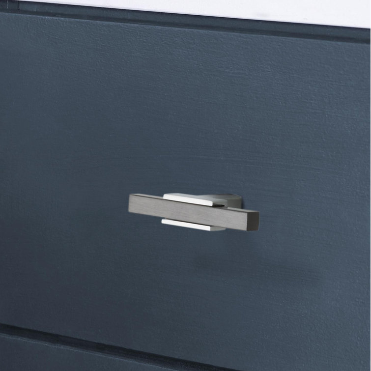 Polished Chrome and Black T-Handle Cabinet Knob