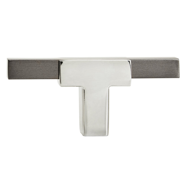 Polished Chrome and Black T-Handle Cabinet Knob