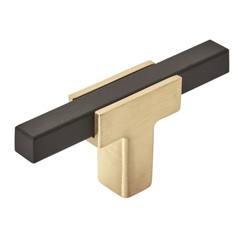 Urbanite Brushed Gold and Matte Black T-Handle Knob