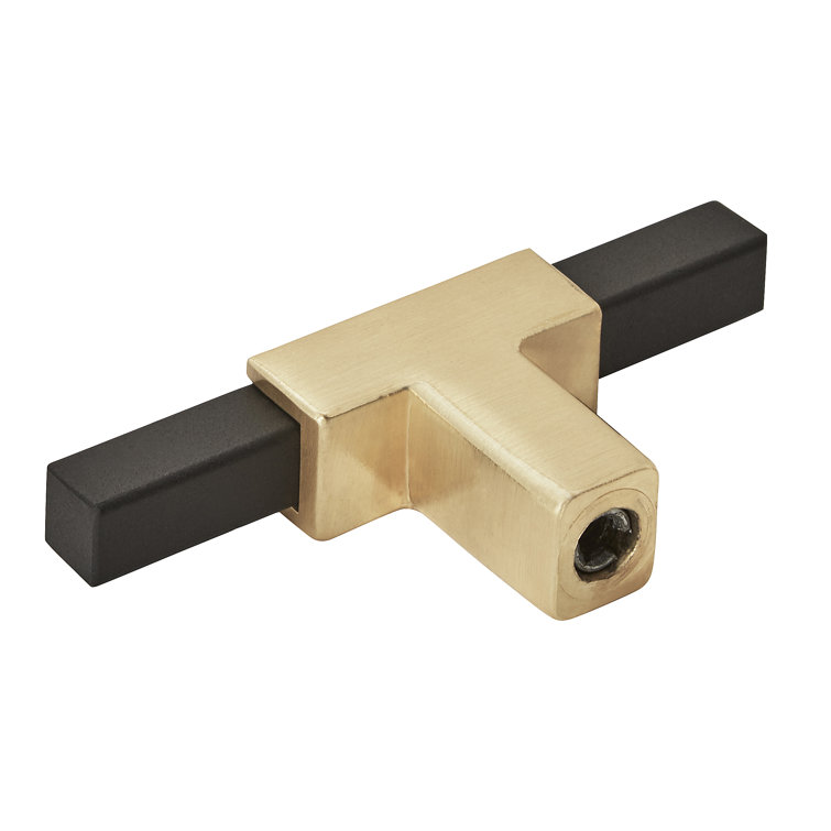 Urbanite Brushed Gold and Matte Black T-Handle Knob
