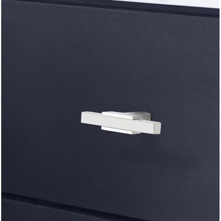 Polished Chrome and White T-Handle Cabinet Knob