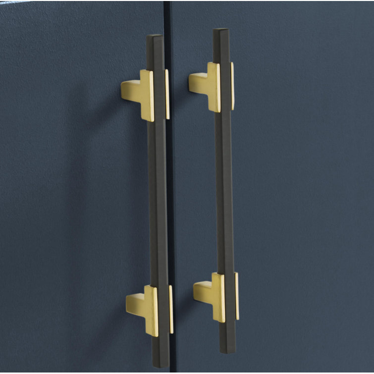 Brushed Gold and Matte Black Modern Bar Pull