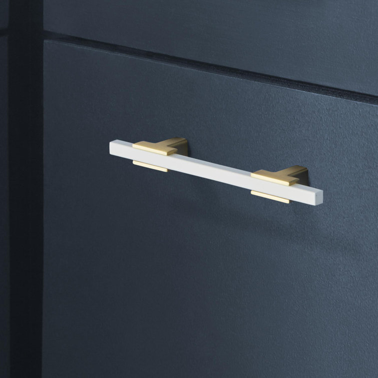 Brushed Gold and White Modern Cabinet Bar Pull