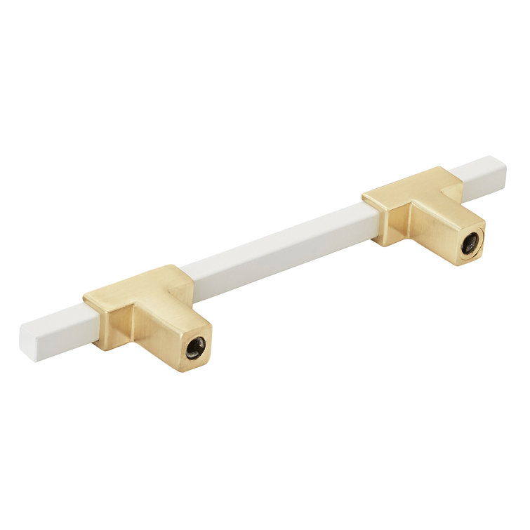 Brushed Gold and White Modern Cabinet Bar Pull