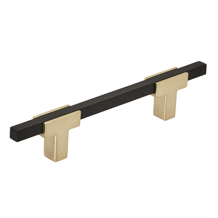 Brushed Gold and Matte Black Modern Bar Pull