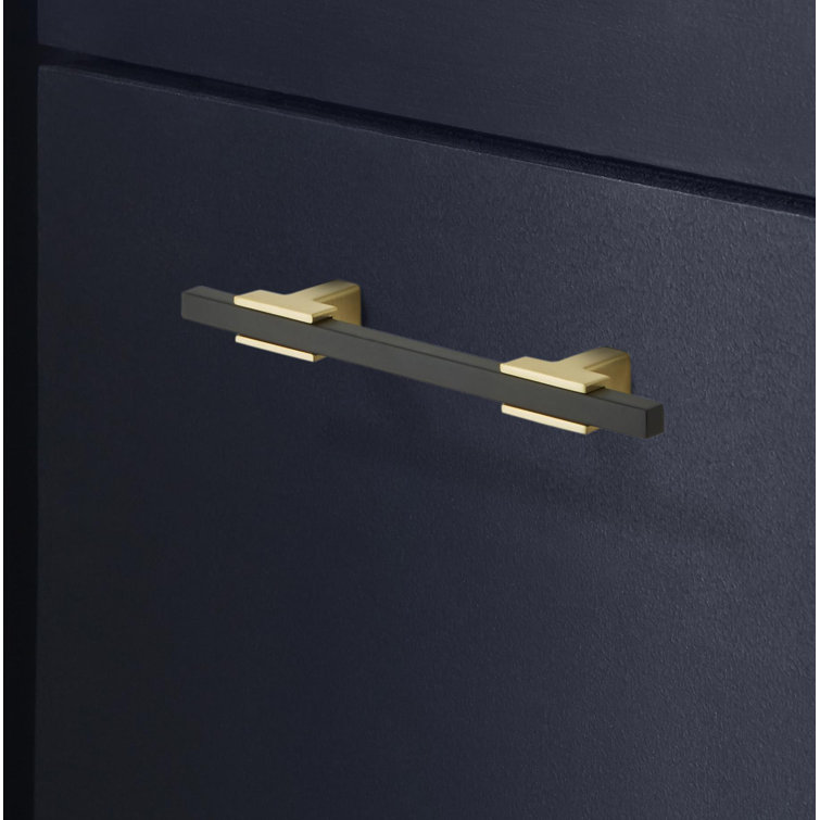 Brushed Gold and Matte Black Modern Bar Pull