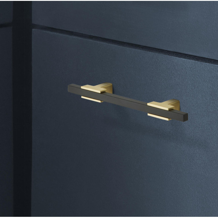 Brushed Gold and Matte Black Modern Bar Pull