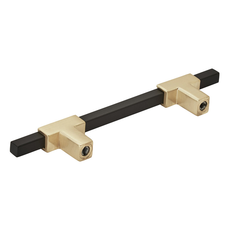 Brushed Gold and Matte Black Modern Bar Pull