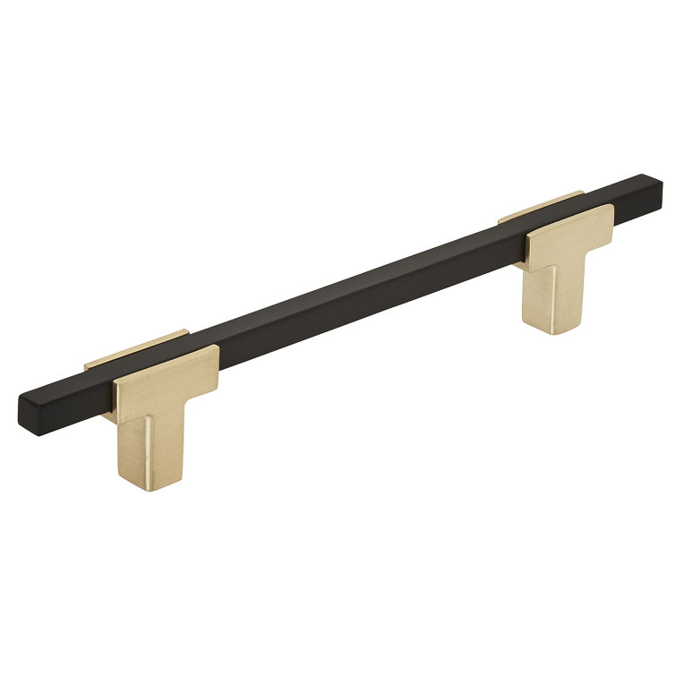 Brushed Gold and Matte Black Modern Bar Pull