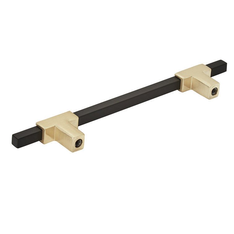 Brushed Gold and Matte Black Modern Bar Pull