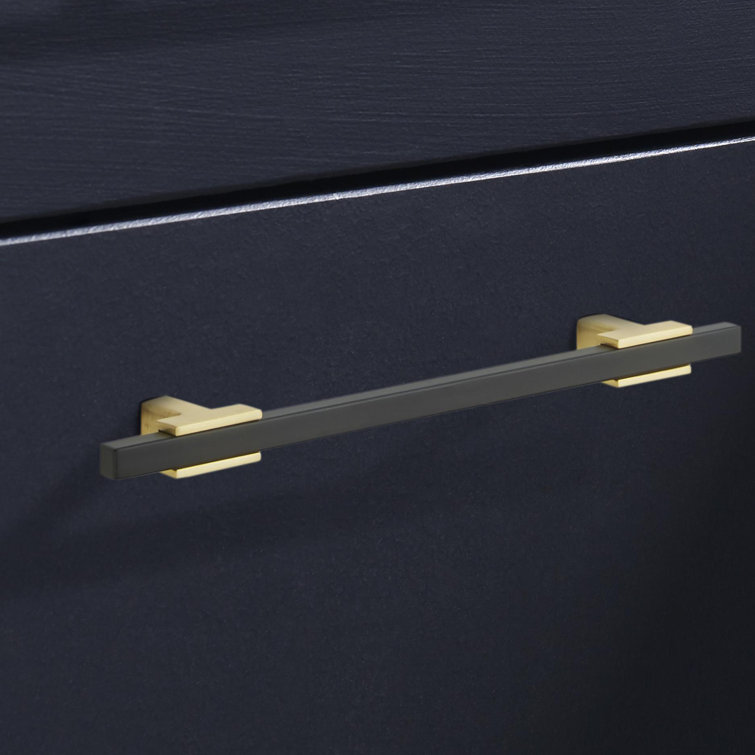 Brushed Gold and Matte Black Modern Bar Pull