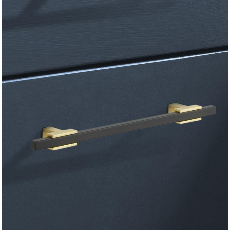 Brushed Gold and Matte Black Modern Bar Pull