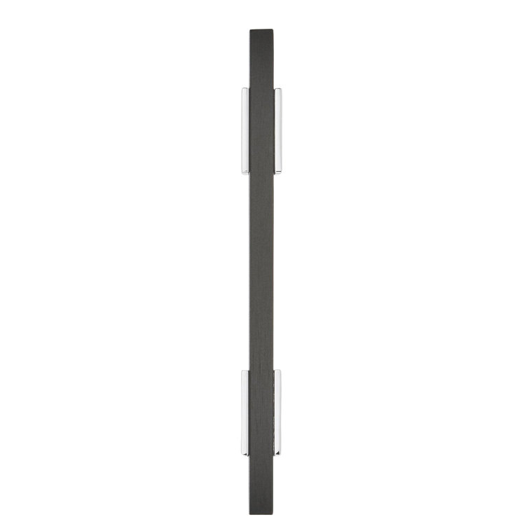 Polished Chrome and Matte Black Modern Cabinet Pull