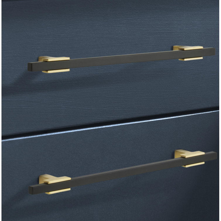 Brushed Gold and Matte Black Modern Bar Pull