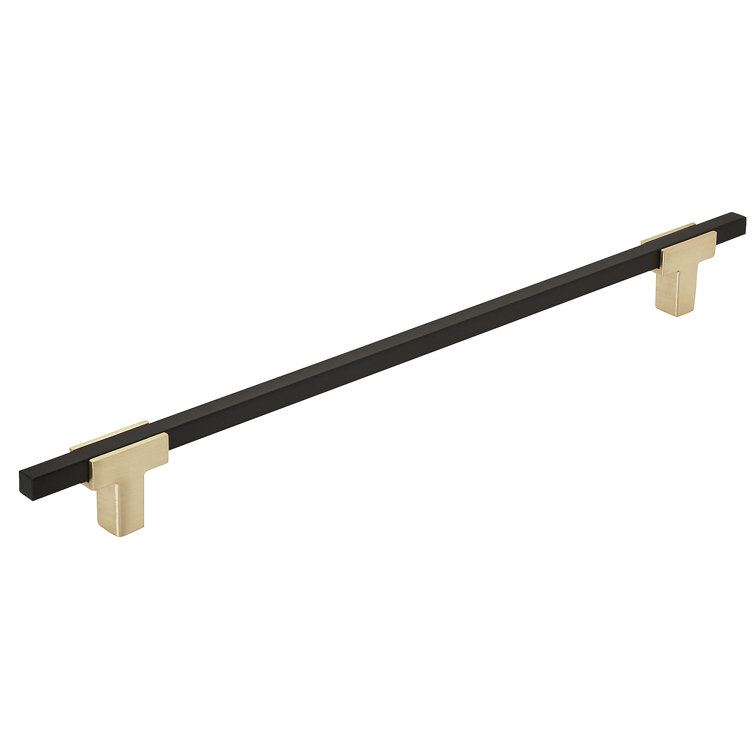 Brushed Gold and Matte Black Modern Bar Pull