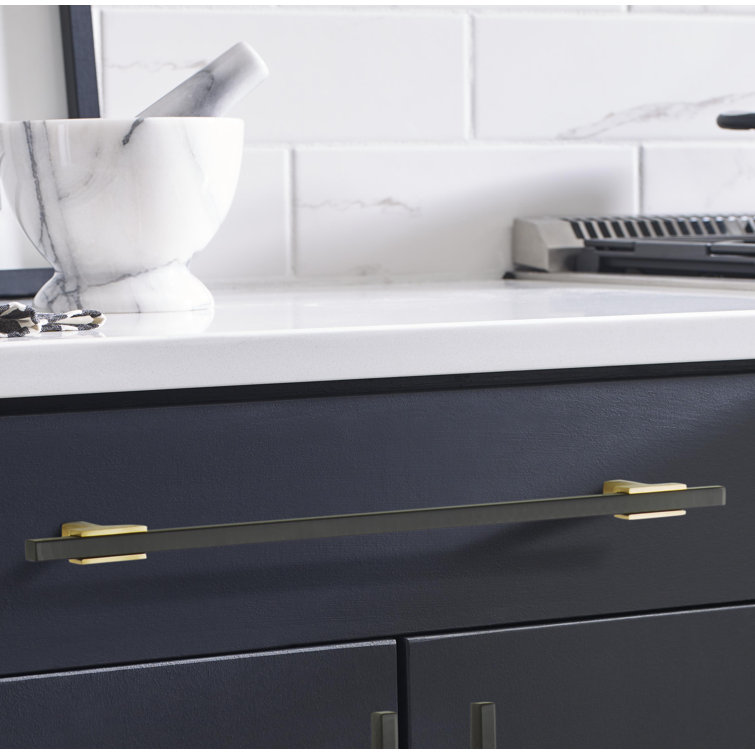Brushed Gold and Matte Black Modern Bar Pull