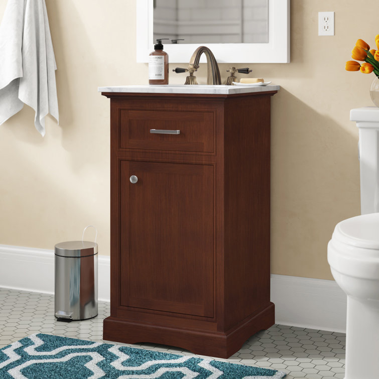 Teak and Marble 19'' Single Bathroom Vanity with Brushed Nickel Hardware