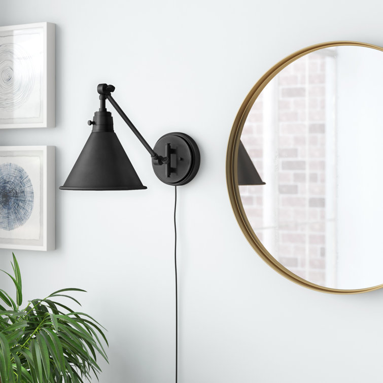 Black Adjustable Steel Single Light Wall Sconce