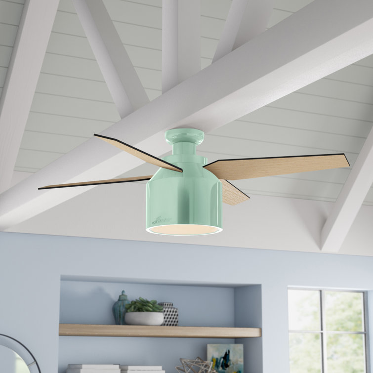 52" Cranbrook Mint Low-Profile Ceiling Fan with LED Light & Remote