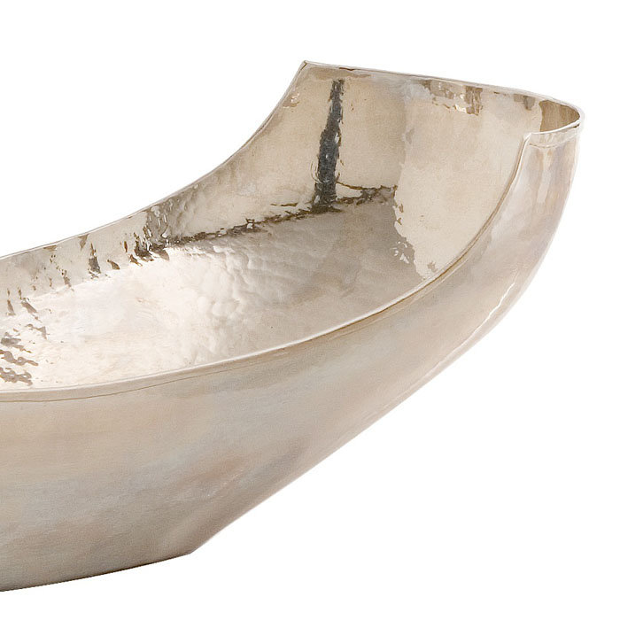 Polished Nickel Boat-Shaped Decorative Metal Bowl