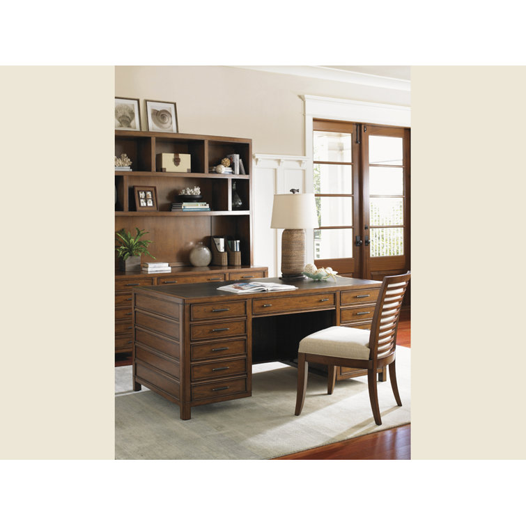 Longboat Key 68" Transitional Brown Home Office Desk with 4 Drawers