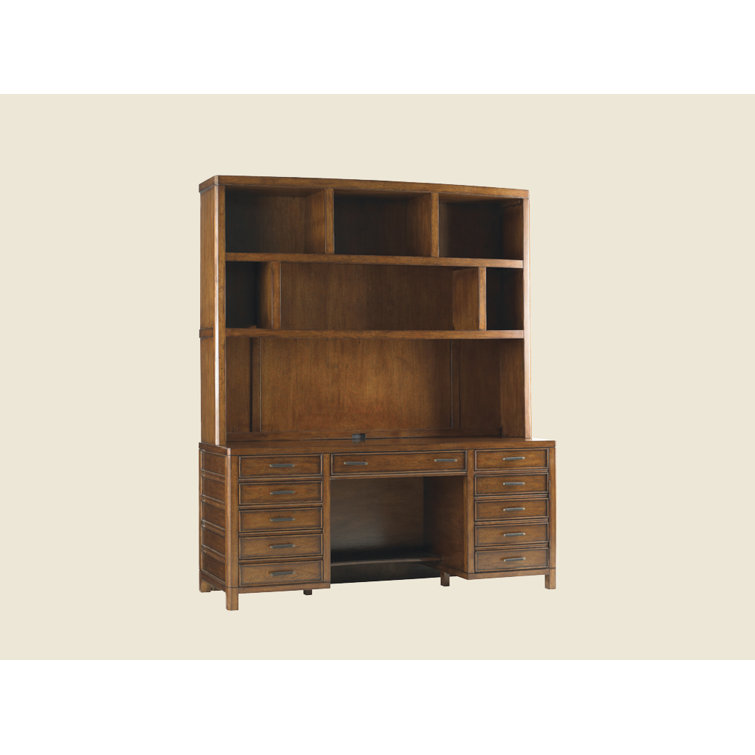 Longboat Key 68" Transitional Brown Home Office Desk with 4 Drawers