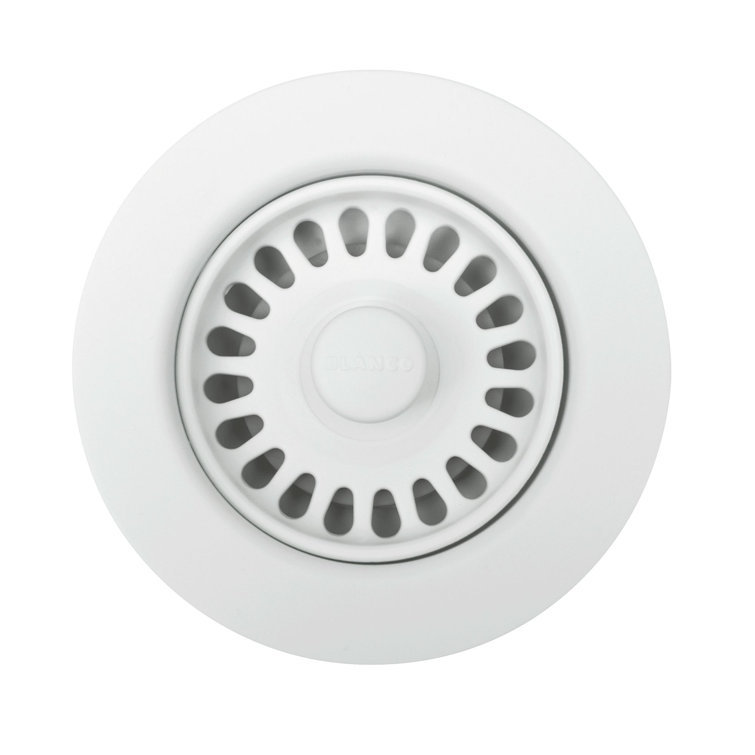White Plastic Kitchen Sink Basket Strainer with Lock Mount