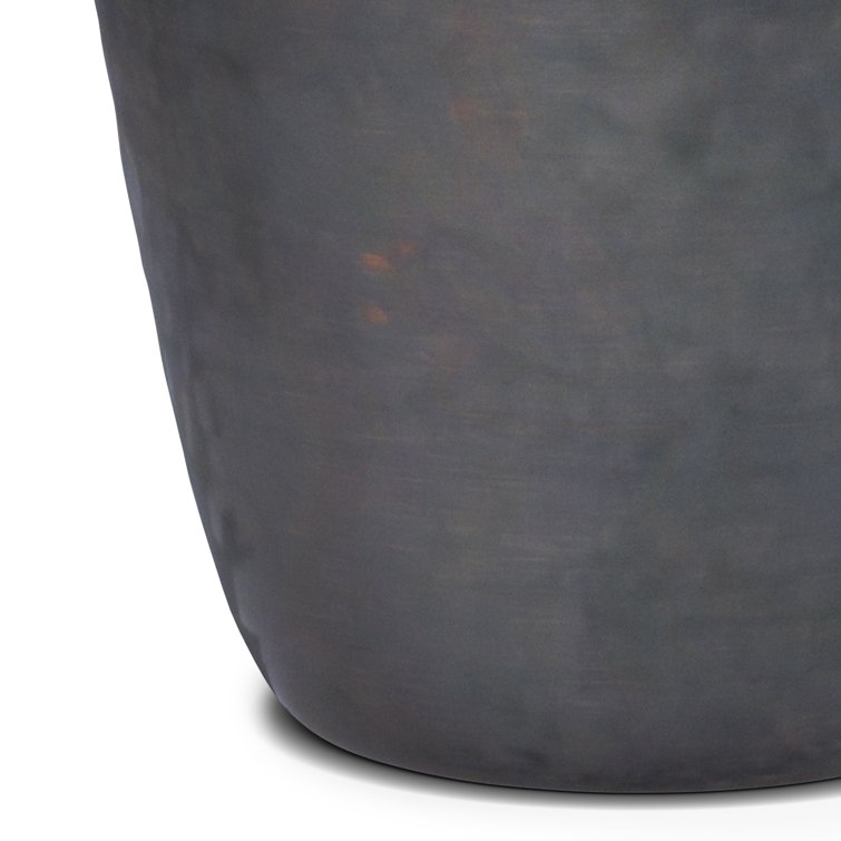 Garvy Antique Copper Round Metal Drum Side Table