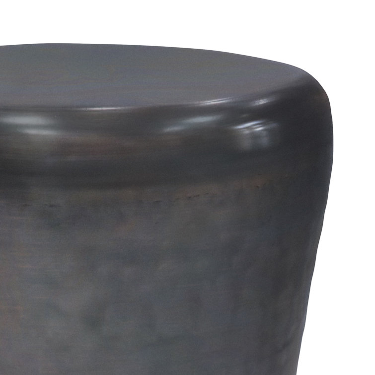 Garvy Antique Copper Round Metal Drum Side Table