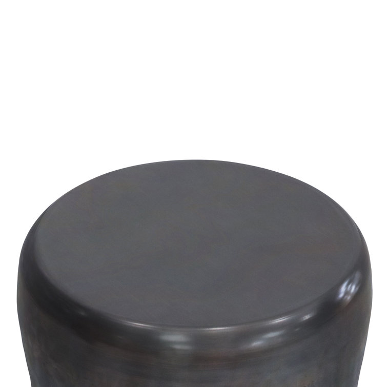 Garvy Antique Copper Round Metal Drum Side Table