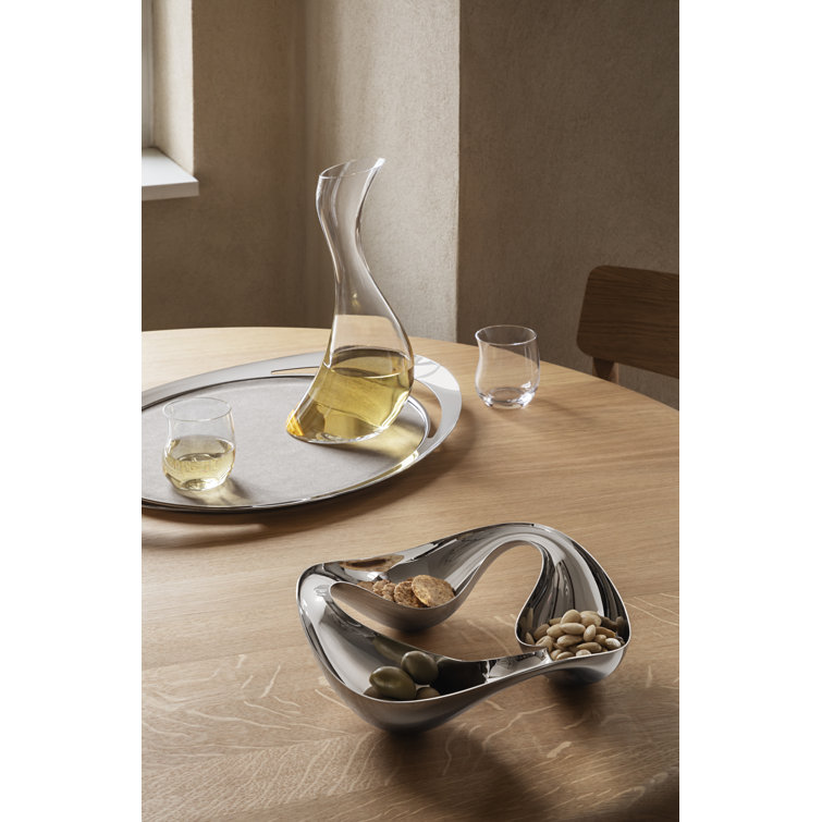 Cobra Luxe Mirror-Polished Stainless Steel Serving Tray with Non-Slip Suede Lining