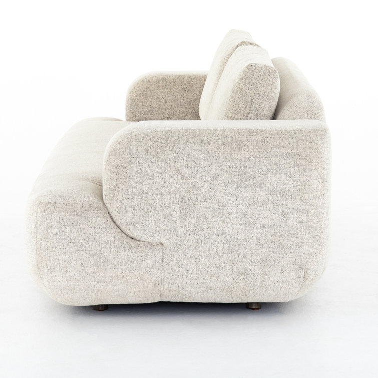 Natural Linen Trio-Seating Modern Couch with Loose Back