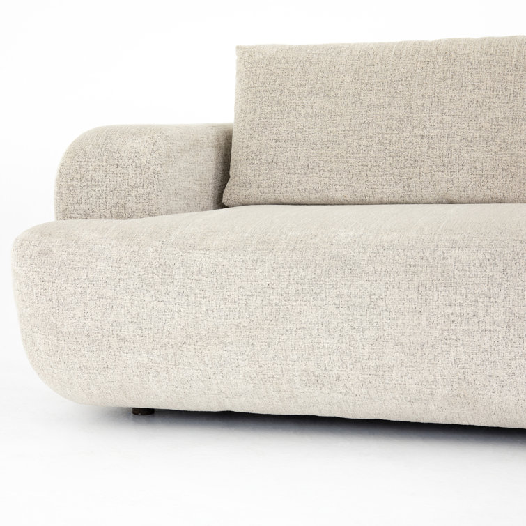 Natural Linen Trio-Seating Modern Couch with Loose Back