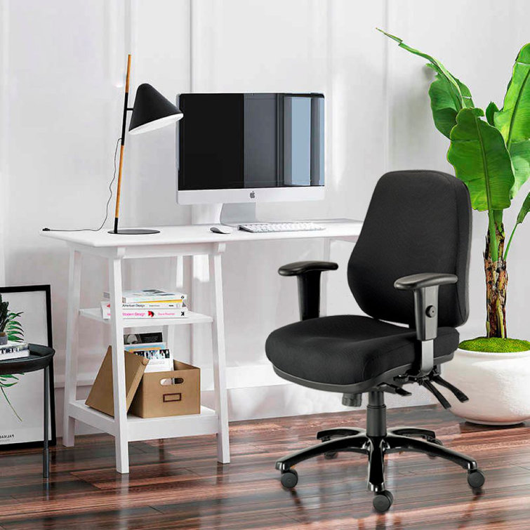 Black Adjustable Swivel Task Chair with Fabric Upholstery