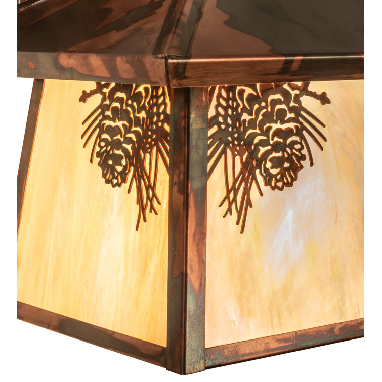 Copper Finish 1-Light Sconce with Beige Glass Shade