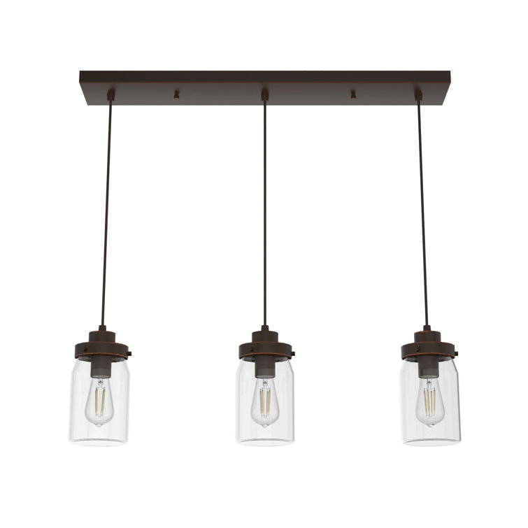 Onyx Bengal Rustic 3-Light LED Jar Pendant with Clear Glass Shades