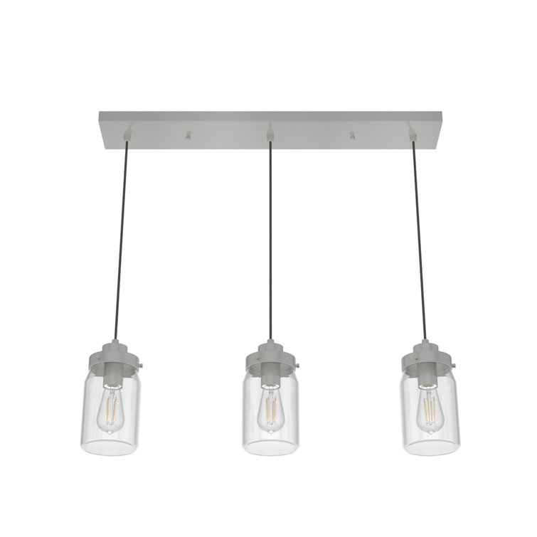 Devon Park Brushed Nickel 3-Light Farmhouse Jar Pendant