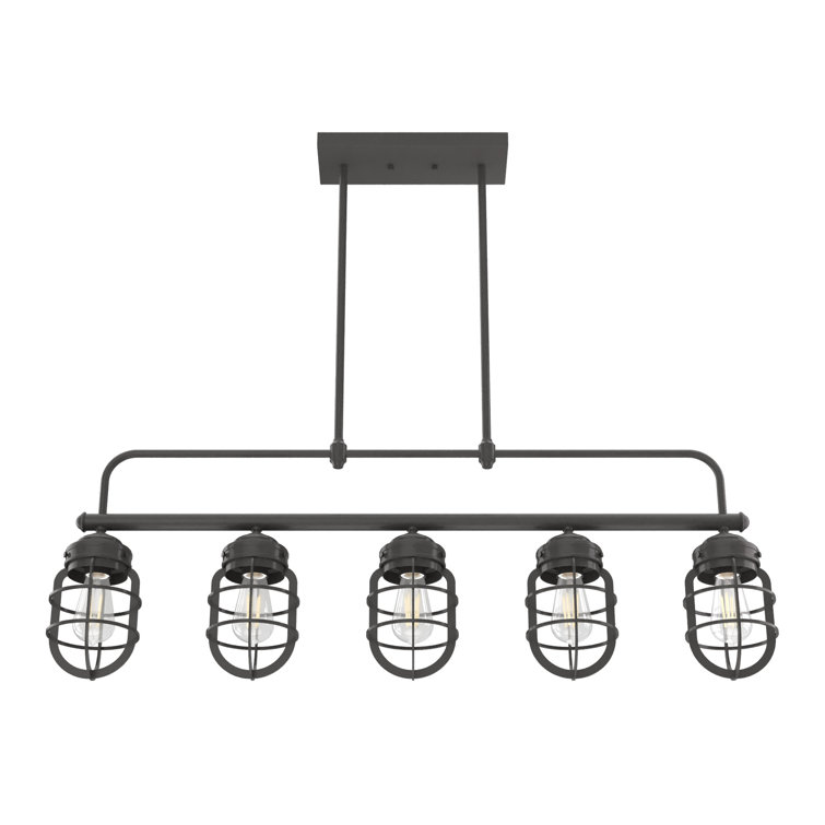 Bronze Cage 5-Light Linear Chandelier