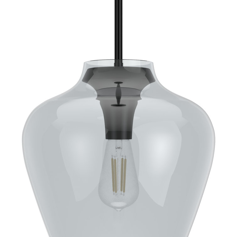 Hunter Vidria Matte Black 12" LED Teardrop Pendant Light
