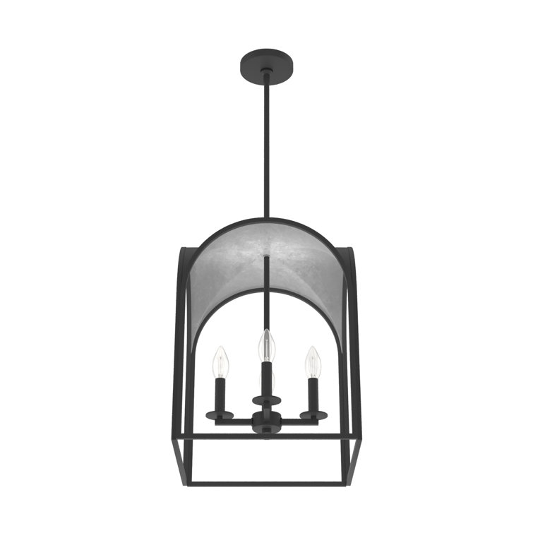 Dukestown 15" Natural Black Iron and Silver Leaf Pendant Light