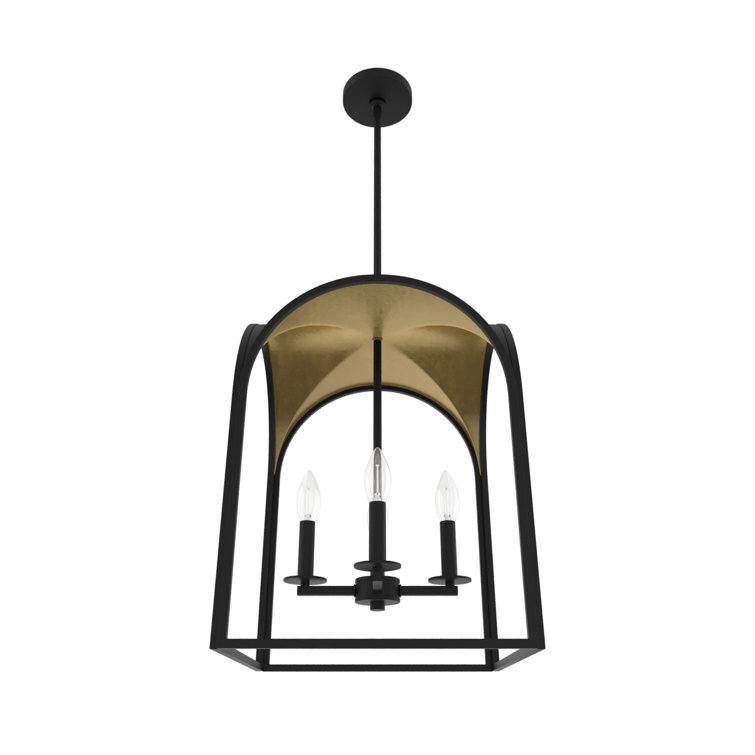 Dukestown Mini 4-Light Lantern Pendant in Black and Gold Leaf
