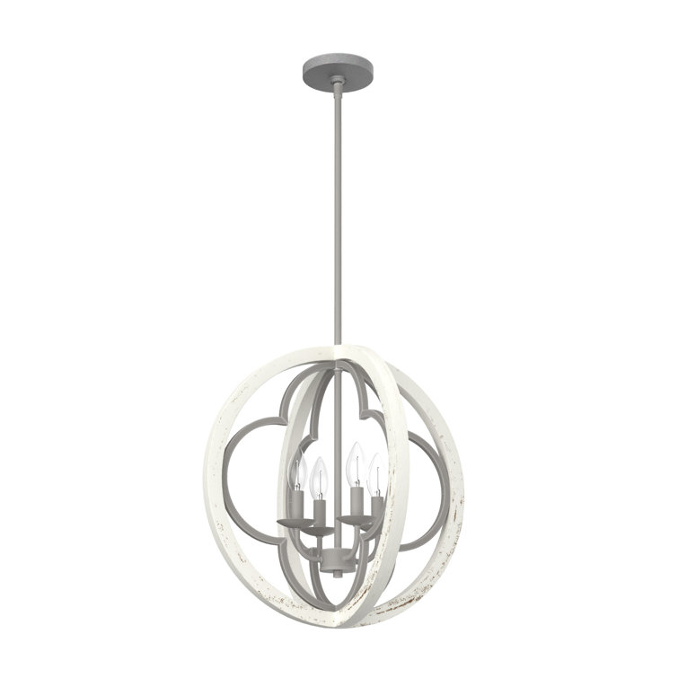 Gablecrest Rustic White 19" Globe Pendant with Painted Concrete Finish