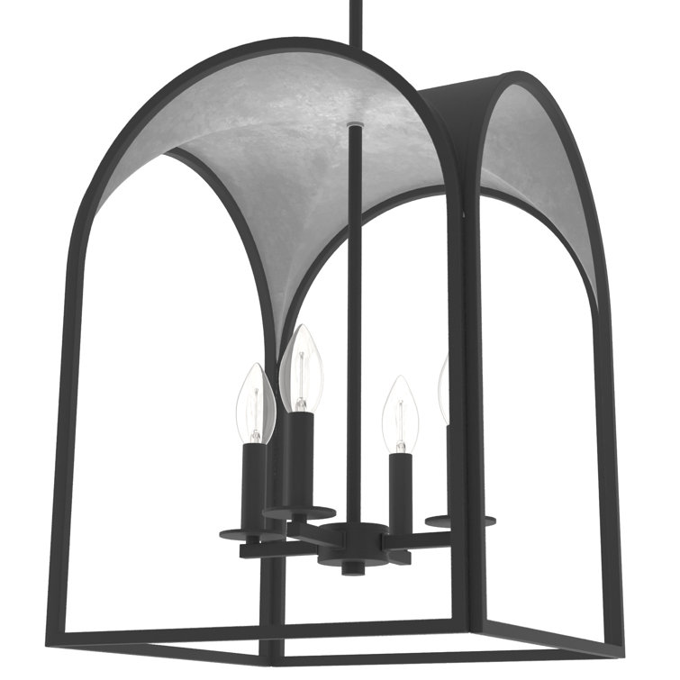 Dukestown 15" Natural Black Iron and Silver Leaf Pendant Light