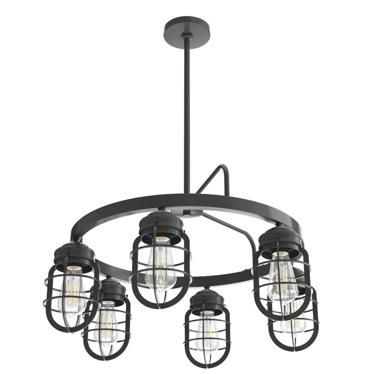 Starklake Noble Bronze 6-Light Cage Wagon Wheel Chandelier