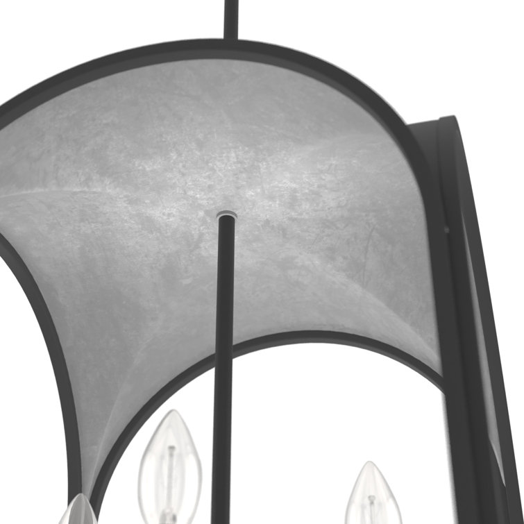 Dukestown 15" Natural Black Iron and Silver Leaf Pendant Light