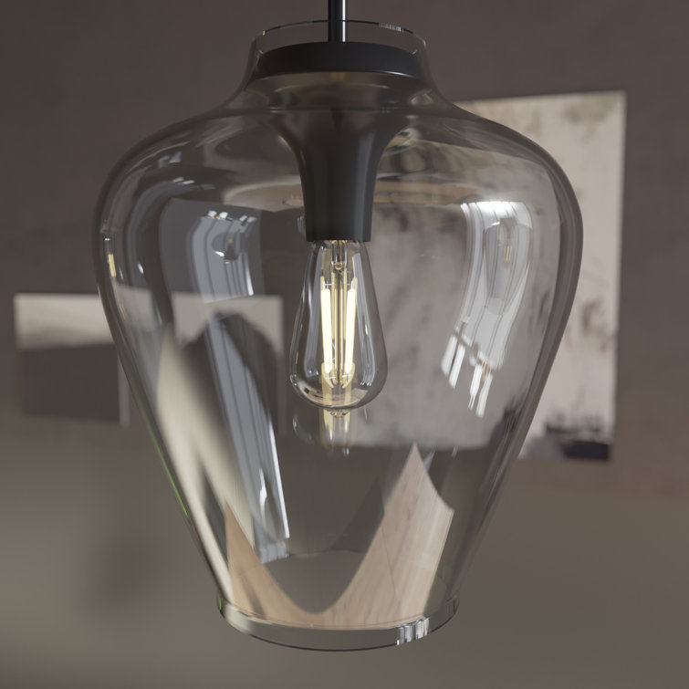 Hunter Vidria Matte Black 12" LED Teardrop Pendant Light