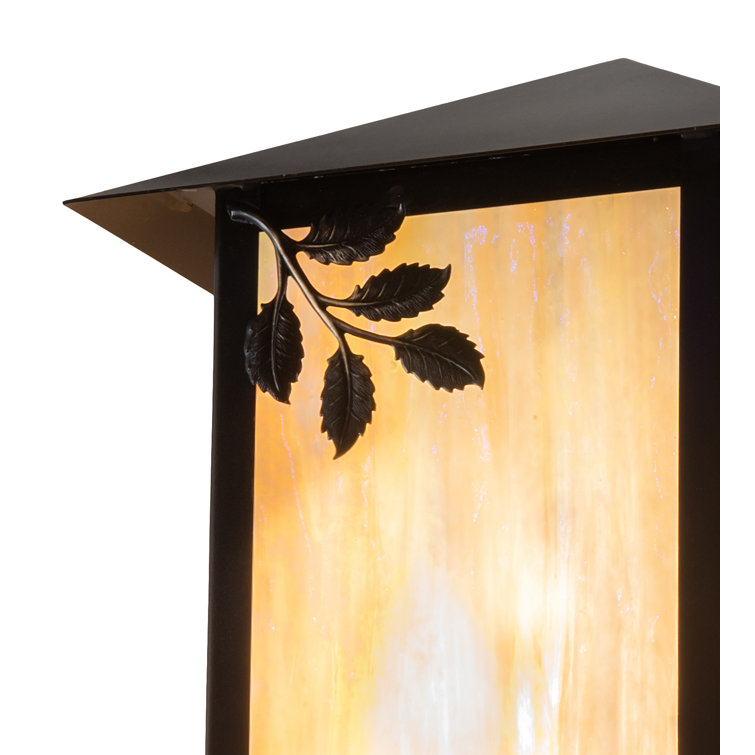 Craftsman Brown Direct Wired 1-Light Sconce with Beige Glass