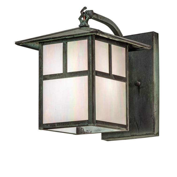 Craftsman Brown Copper Iridescent Glass Wall Sconce