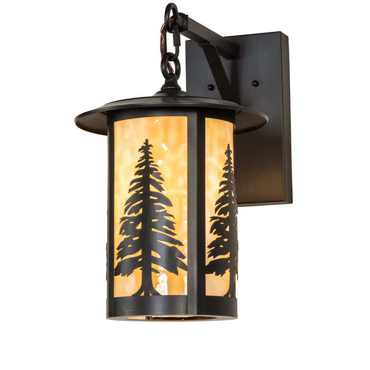 Craftsman Brown Glass Lens Outdoor Wall Sconce