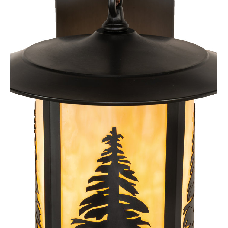 Craftsman Brown Glass Lens Outdoor Wall Sconce